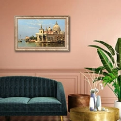 «The Dogana with Santa Maria della Salute, Venice» в интерьере классической гостиной над диваном