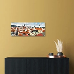 «Чехия, Прага. Панорама центральной части» в интерьере современной квартиры над комодом