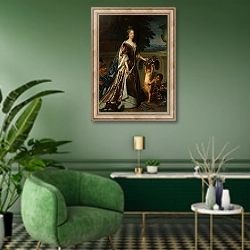 «The Duchess of Maine» в интерьере гостиной в зеленых тонах