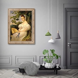 «Портрет женщины, сидящей рядом с деревом» в интерьере коридора в классическом стиле