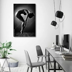 «Девушка танцует босиком» в интерьере современного офиса в минималистичном стиле