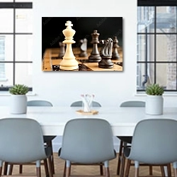«Шахматы 2» в интерьере офиса над столом для конференций