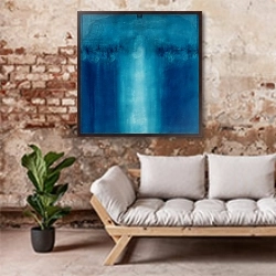 «Untitled blue painting, 1995» в интерьере гостиной в стиле лофт над диваном