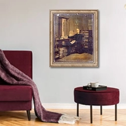 «Otto von Bismarck in his Study» в интерьере гостиной в бордовых тонах