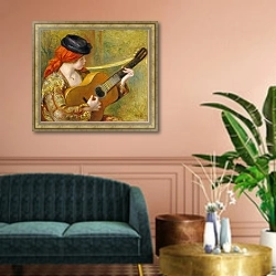 «Young Spanish Woman with a Guitar, 1898» в интерьере классической гостиной над диваном