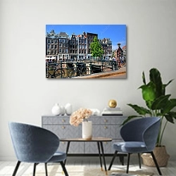 «Амстердам. Голландия.  2» в интерьере современной гостиной над комодом