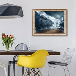 «Расступившееся море» в интерьере столовой в скандинавском стиле с яркими деталями