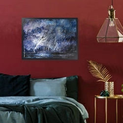 «Бурное ночное небо, акварель» в интерьере в классическом стиле в синих тонах