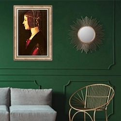 «Портрет дамы (Беатриче д'Эсте?)» в интерьере классической гостиной с зеленой стеной над диваном