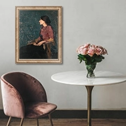 «Seated Portrait of Thadee-Caroline Jacquet, later Madame Aman-Jean, before 1892» в интерьере в классическом стиле над креслом