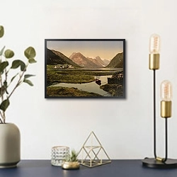 «Норвегия. Согн, Фьорд Фьярланд» в интерьере в стиле ретро над столом