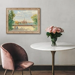 «Venice, a view of San Giorgio from the Giardini» в интерьере в классическом стиле над креслом