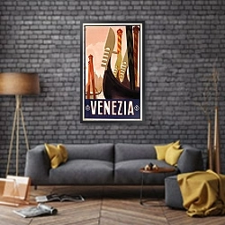«Venezia» в интерьере в стиле лофт над диваном