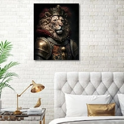 «Король Левин» в интерьере современной спальни в белом цвете с золотыми деталями