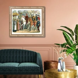 «King Charles VI of France and Henry V welcomed by the clergy» в интерьере классической гостиной над диваном