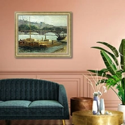 «Boats at Groix; Bateaux a Groix,» в интерьере классической гостиной над диваном