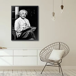 «История в черно-белых фото 389» в интерьере белой комнаты в скандинавском стиле над комодом