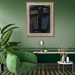 «Grosse Meditation, 1936» в интерьере гостиной в зеленых тонах