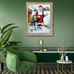 «Father Christmas 2» в интерьере гостиной в зеленых тонах