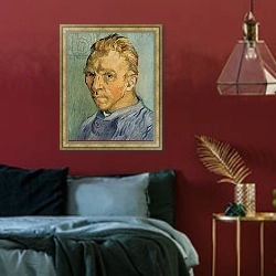 «Self Portrait, 1889» в интерьере спальни с акцентной стеной