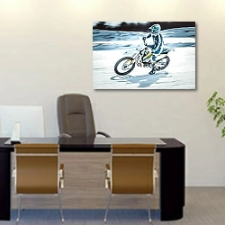 «Мотоциклист на большой скорости» в интерьере офиса над столом начальника