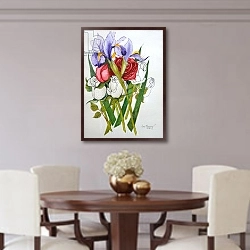 «Irises and Roses,2007» в интерьере столовой в классическом стиле