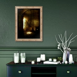 «'Beauty is a witch' series Elvaston Castle..'words on a mirror'» в интерьере прихожей в зеленых тонах над комодом