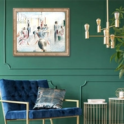«Figures in a Room, 1936» в интерьере в классическом стиле с зеленой стеной