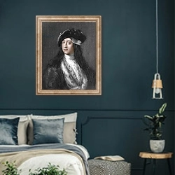 «Gustavus Hamilton, 2nd Viscount Boyne» в интерьере классической спальни с темными стенами