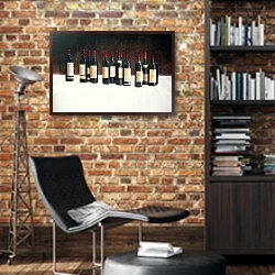 «Winescape, Red, 2003 2» в интерьере кабинета в стиле лофт с кирпичными стенами
