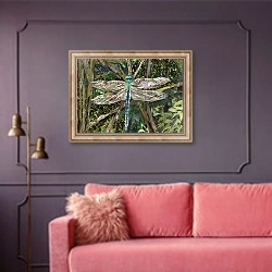 «Turquoise Dragonfly» в интерьере гостиной с розовым диваном