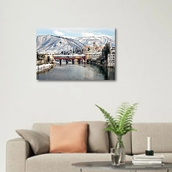 «Италия. Город Бассано дель Граппа, Ponte degli Alpini» в интерьере современной светлой гостиной над диваном