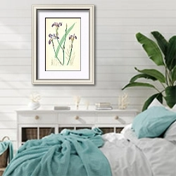 «Iris dichotoma» в интерьере спальни в стиле прованс с голубыми деталями