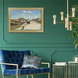 «Деревенская улица 5» в интерьере в классическом стиле с зеленой стеной