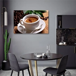 «Эспрессо в белой чашке» в интерьере современной кухни в серых цветах