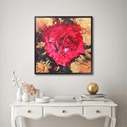 «Красная роза» в интерьере в классическом стиле над столом