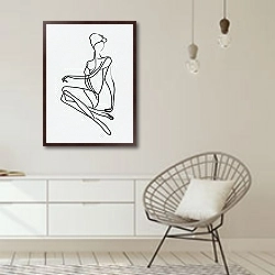 «Sitting woman 2» в интерьере белой комнаты в скандинавском стиле над комодом