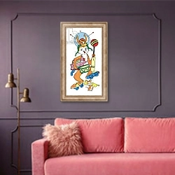 «Harold Hare 47» в интерьере гостиной с розовым диваном