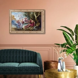 «Аврора, похищающая Кефалия» в интерьере классической гостиной над диваном