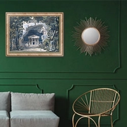 «Scenery Sketch for the Opera 'Frigga', 1787» в интерьере классической гостиной с зеленой стеной над диваном