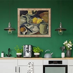 «Still Life 21» в интерьере кухни с зелеными стенами