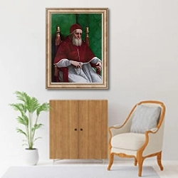 «Портрет Папы Юлиуса II» в интерьере в классическом стиле над комодом