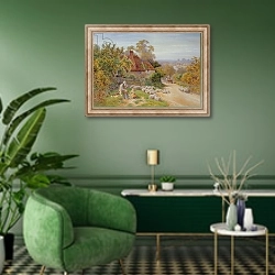 «A Rest by the Way» в интерьере гостиной в зеленых тонах