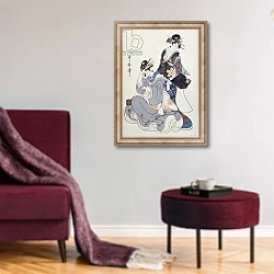 «Two Female Figures 2» в интерьере гостиной в бордовых тонах