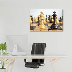 «Шахматы 10» в интерьере офиса над рабочим местом
