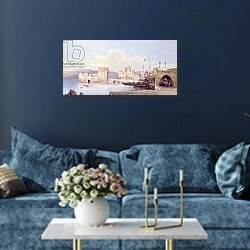 «A view of Beirut» в интерьере современной гостиной в синем цвете