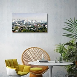 «Россия, Белгород. Современный город №2» в интерьере современной гостиной с желтым креслом