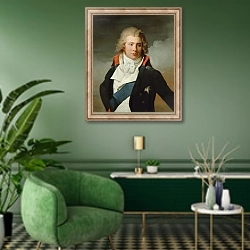 «Portrait of Prince Augustus Frederick» в интерьере гостиной в зеленых тонах