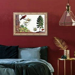 «The pine tree and its inhabitants» в интерьере спальни с акцентной стеной