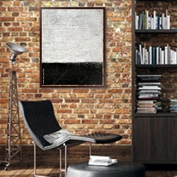 «Серый и черный» в интерьере кабинета в стиле лофт с кирпичными стенами